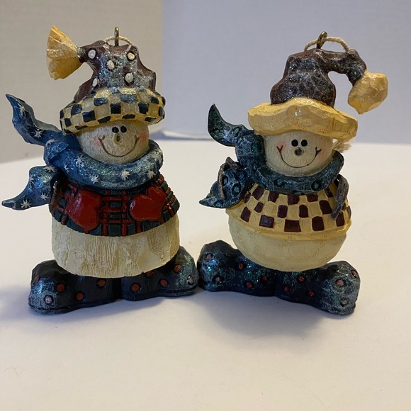 Vintage Folk Art  Festive Snowmen Christmas Ornament,Holiday Decoration - Picture 11 of 14